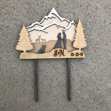 3 Layer Mountain Cake Topper with Deer