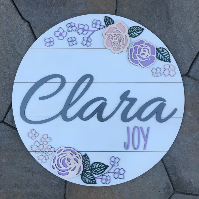 Shiplap Style Floral Name Board