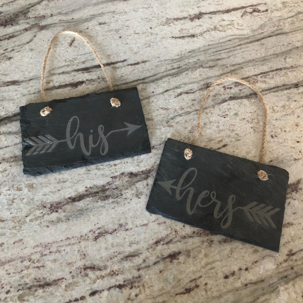 “His” & “Hers” Slate Arrow Signs