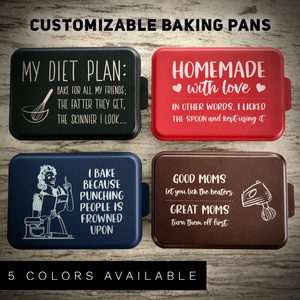 Personalized Aluminum Cake Pan with Red Lid